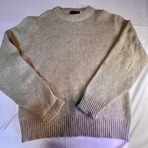 Scottish‎ Isle XL Wool Blend Crewneck Sweater Mens Oatmeal Beige USA Granpa Core